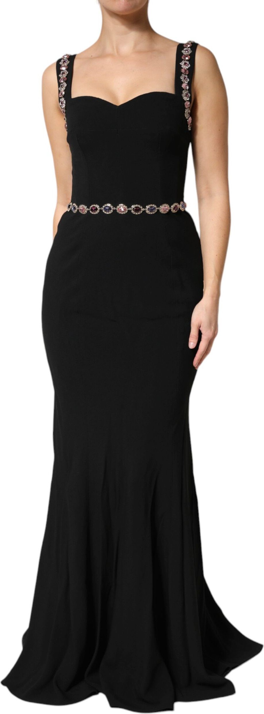 Schwarzes besticktes Etui-Meerjungfrauen-Abendkleid von Dolce & Gabbana