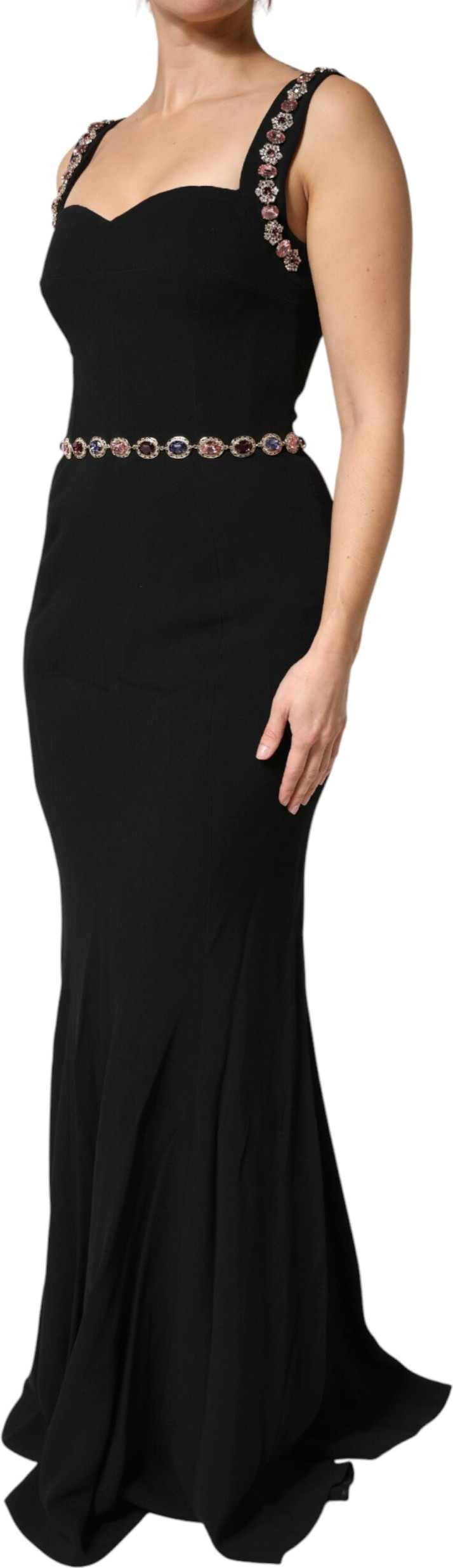 Kleid Dolce & Gabbana Schwarz Verziertes Etui-Meerjungfrauen-Abendkleid