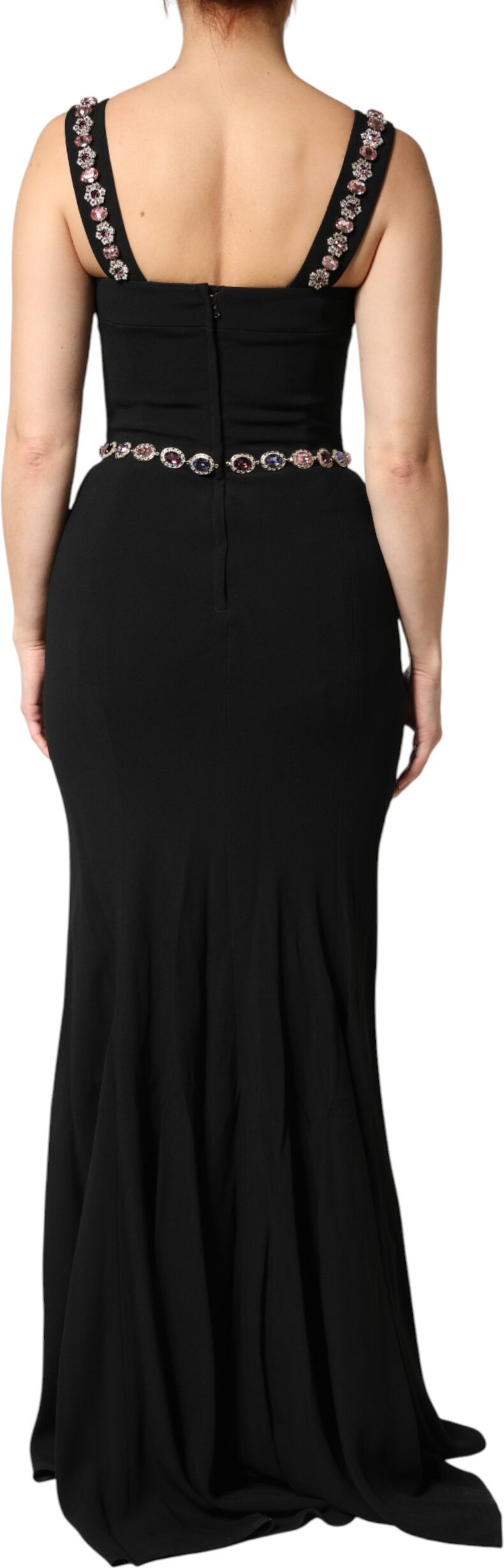 Kleid Dolce & Gabbana Schwarz Verziertes Etui-Meerjungfrauen-Abendkleid