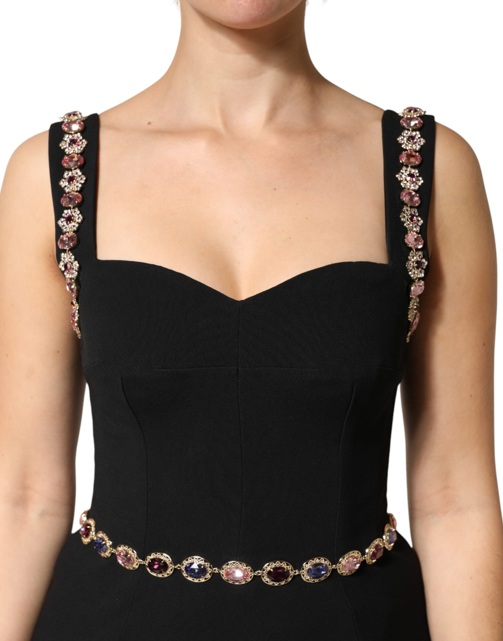 Kleid Dolce & Gabbana Schwarz Verziertes Etui-Meerjungfrauen-Abendkleid