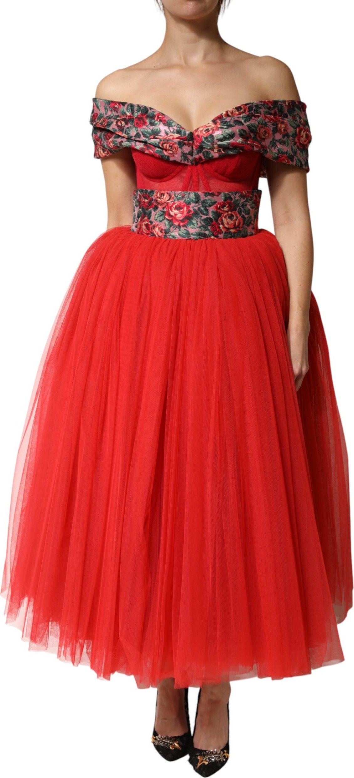 Dolce & Gabbana Off Shoulder A-line Gown Dress