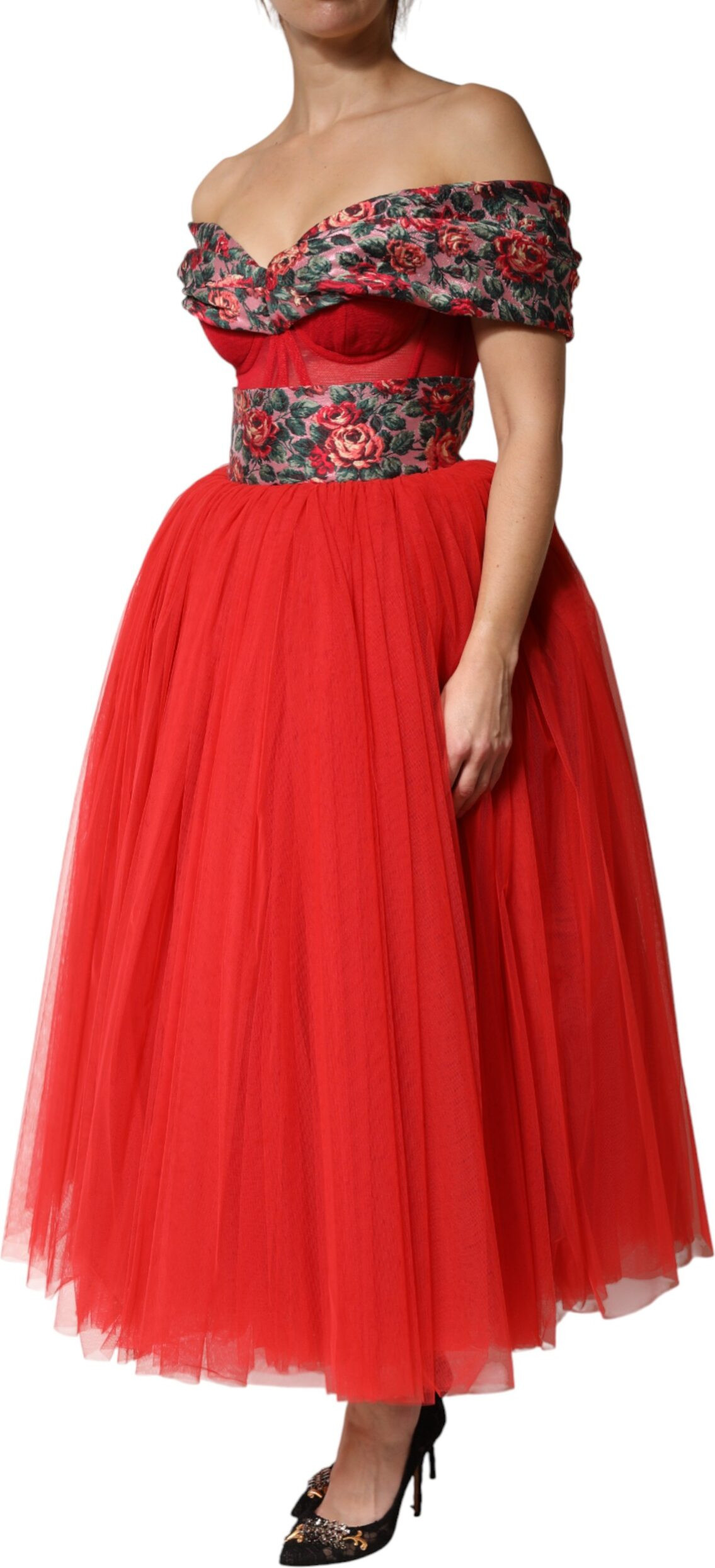 Dolce & Gabbana Off Shoulder A-line Gown Dress