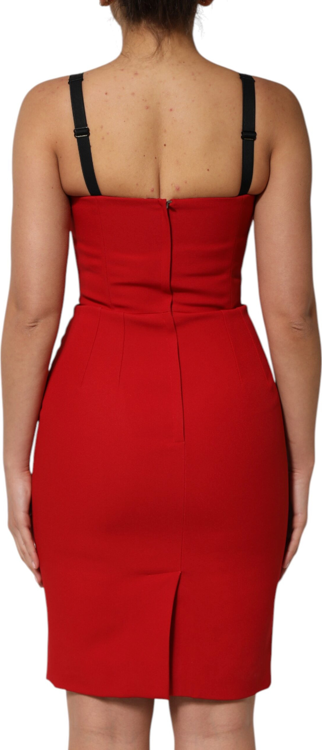 Red Stretch Bodycon Sheath Knee Length Dress Dolce & Gabbana