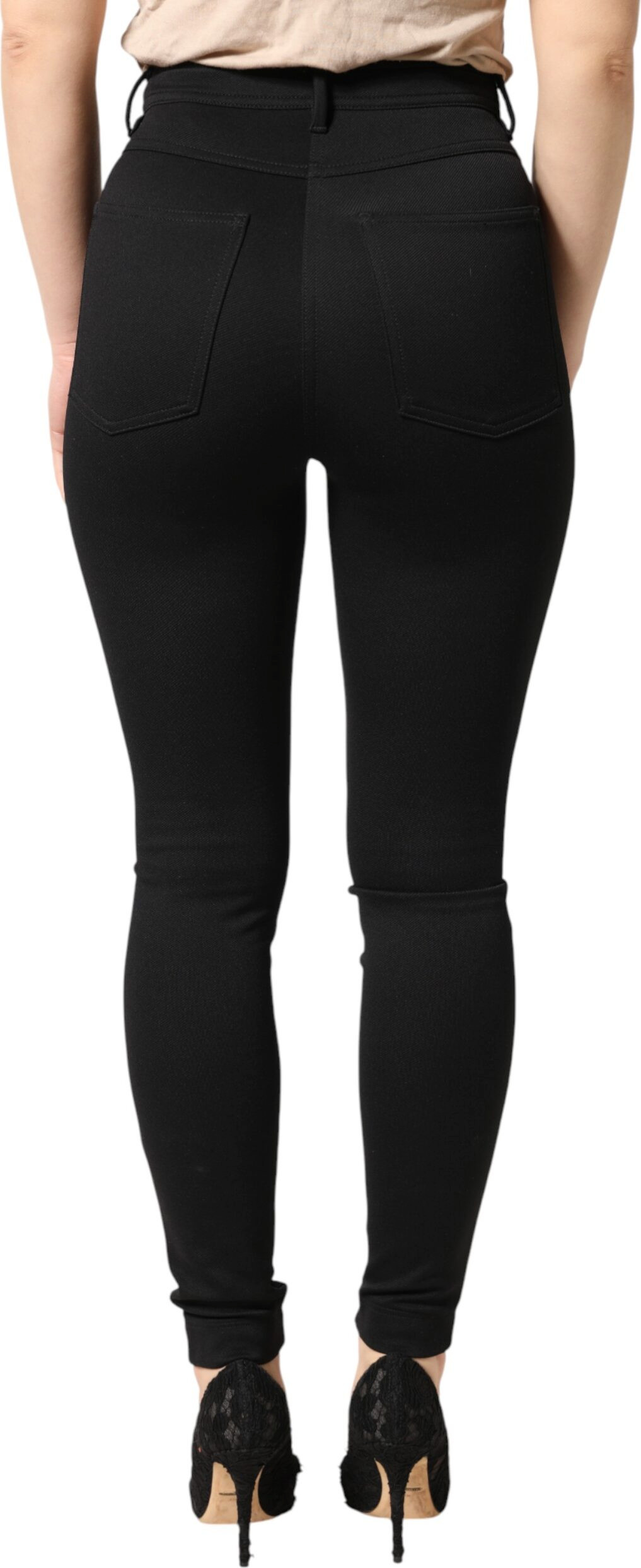 Schwarze Skinny High Waist Hose aus Stretch-Nylon von Dolce & Gabbana