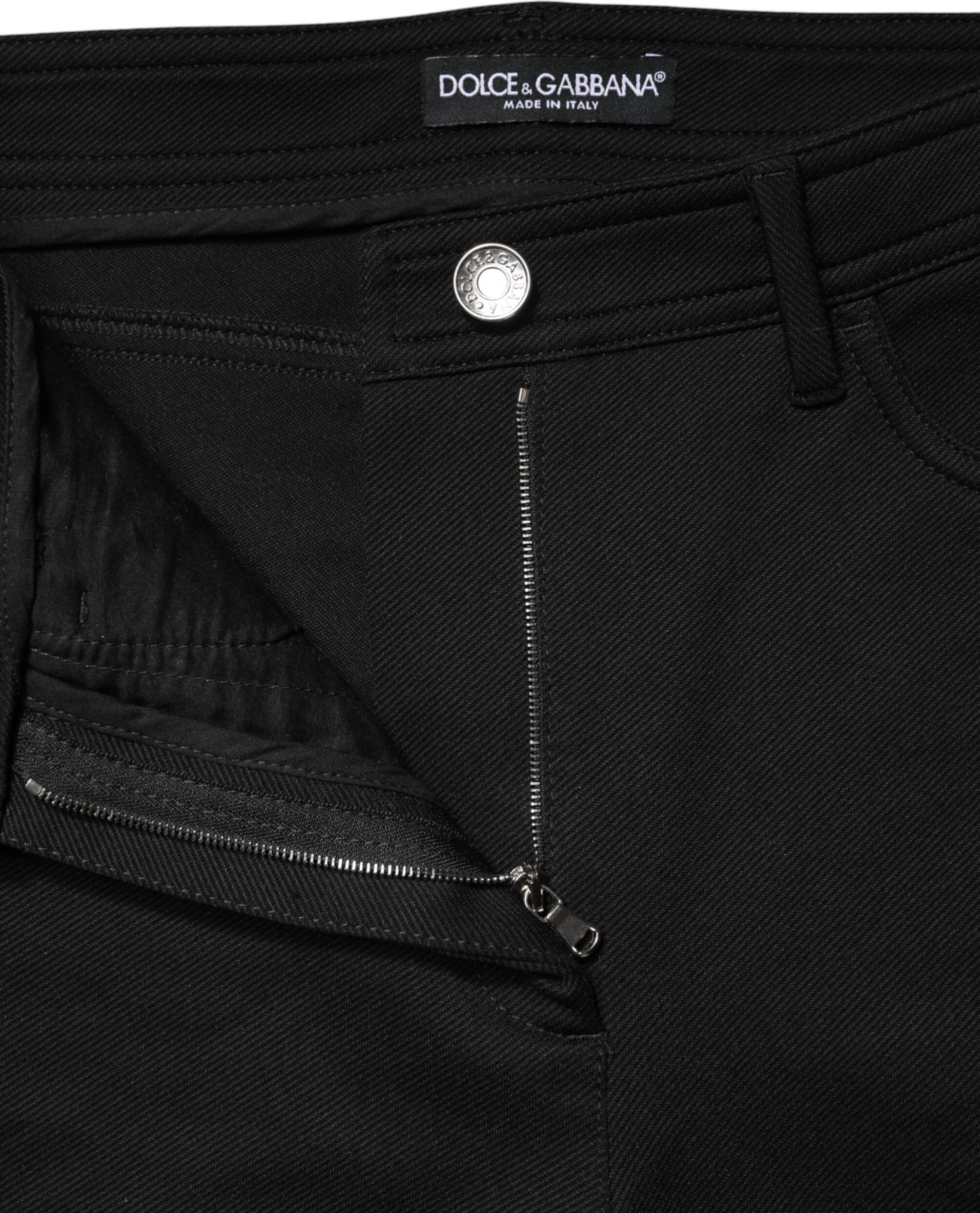 Schwarze Skinny High Waist Hose aus Stretch-Nylon von Dolce & Gabbana