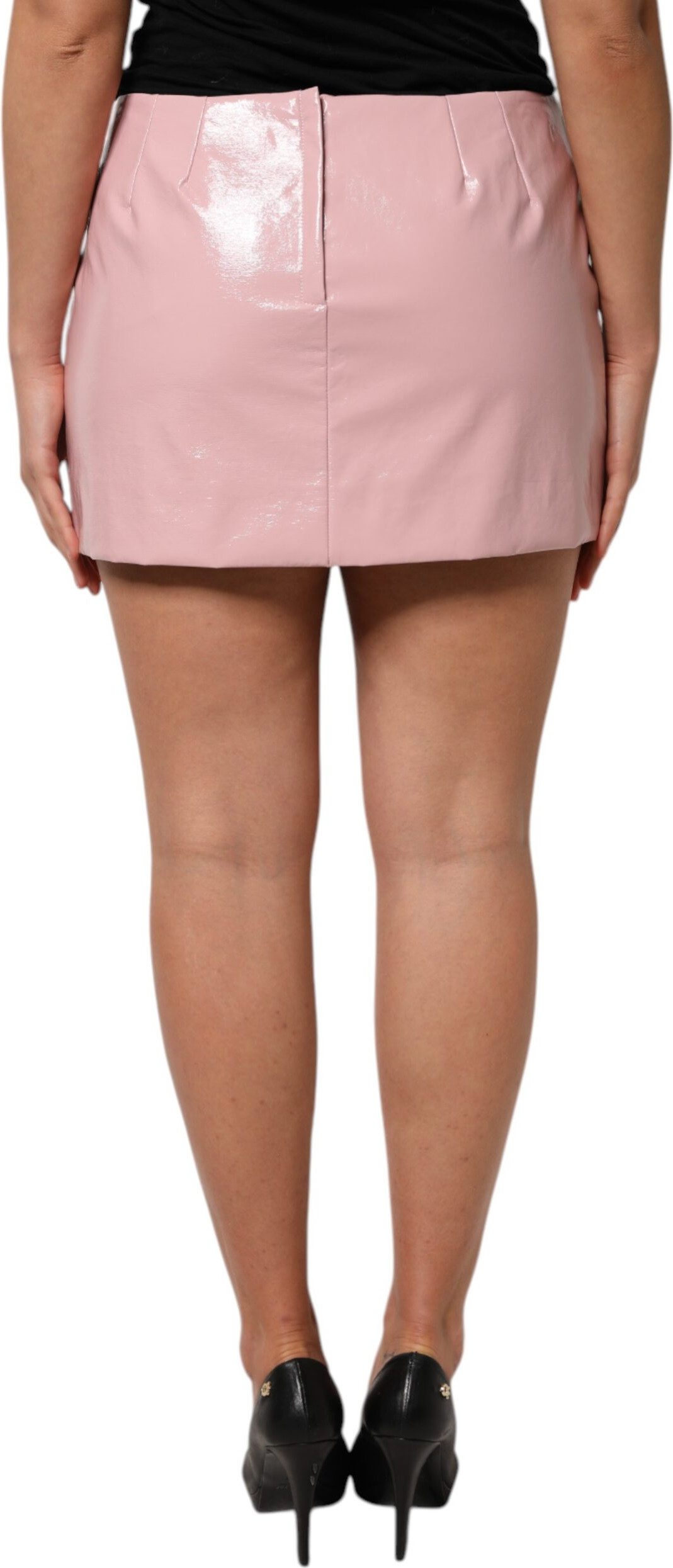 Mini Skirt Dolce & Gabbana Glossy Pink Cotton High Waist