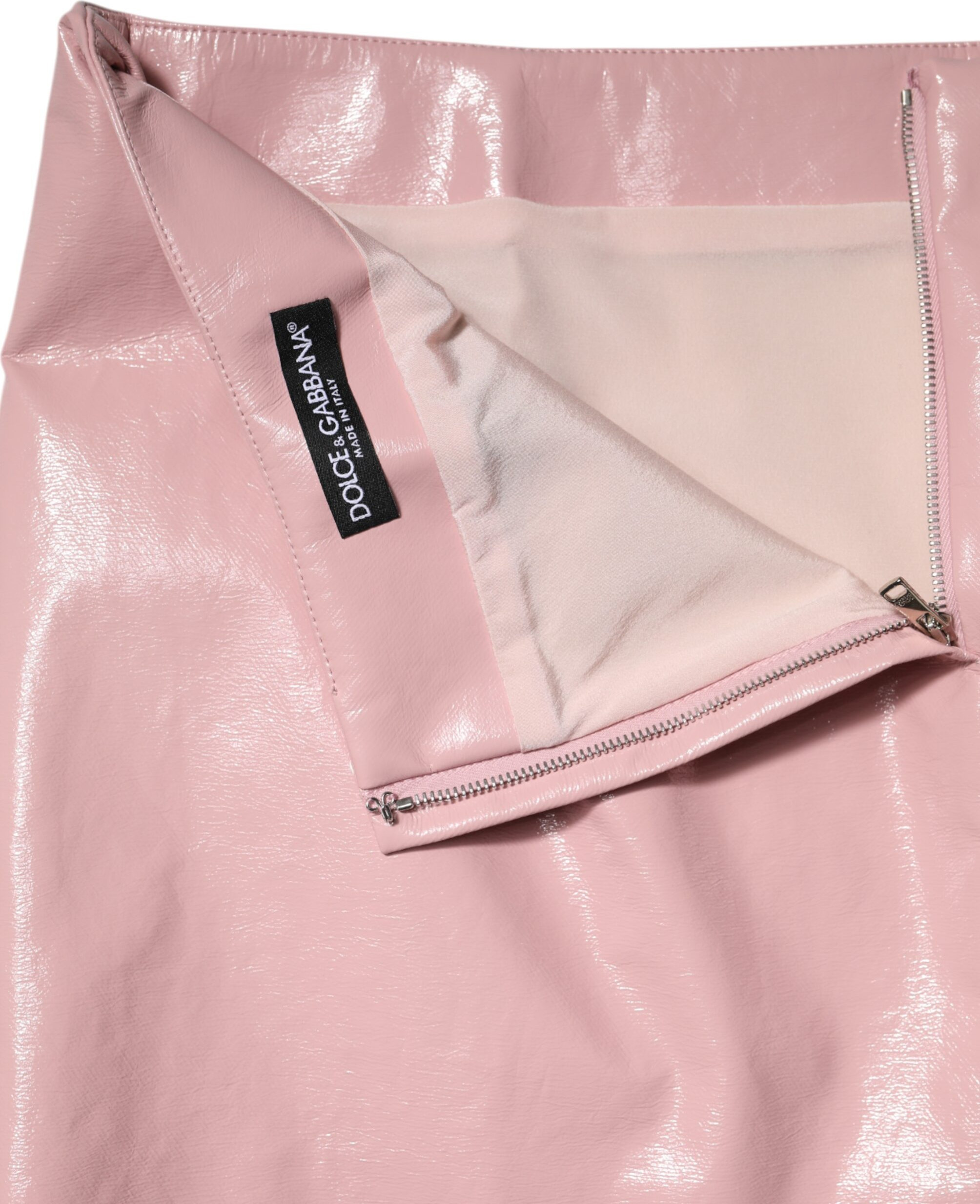 Mini Skirt Dolce & Gabbana Glossy Pink Cotton High Waist