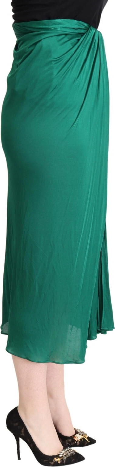Dolce & Gabbana dunkelgrüner High Waist Bleistiftrock Midi mit Falten