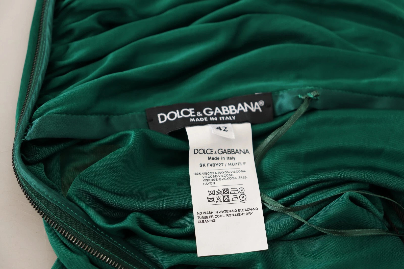 Dolce & Gabbana dunkelgrüner High Waist Bleistiftrock Midi mit Falten