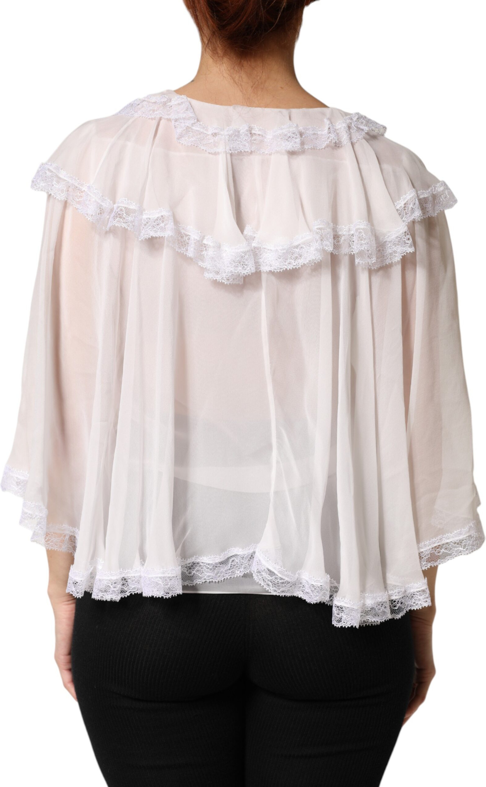 Weiße Rüschen-Bluse mit langen Ärmeln von Dolce & Gabbana