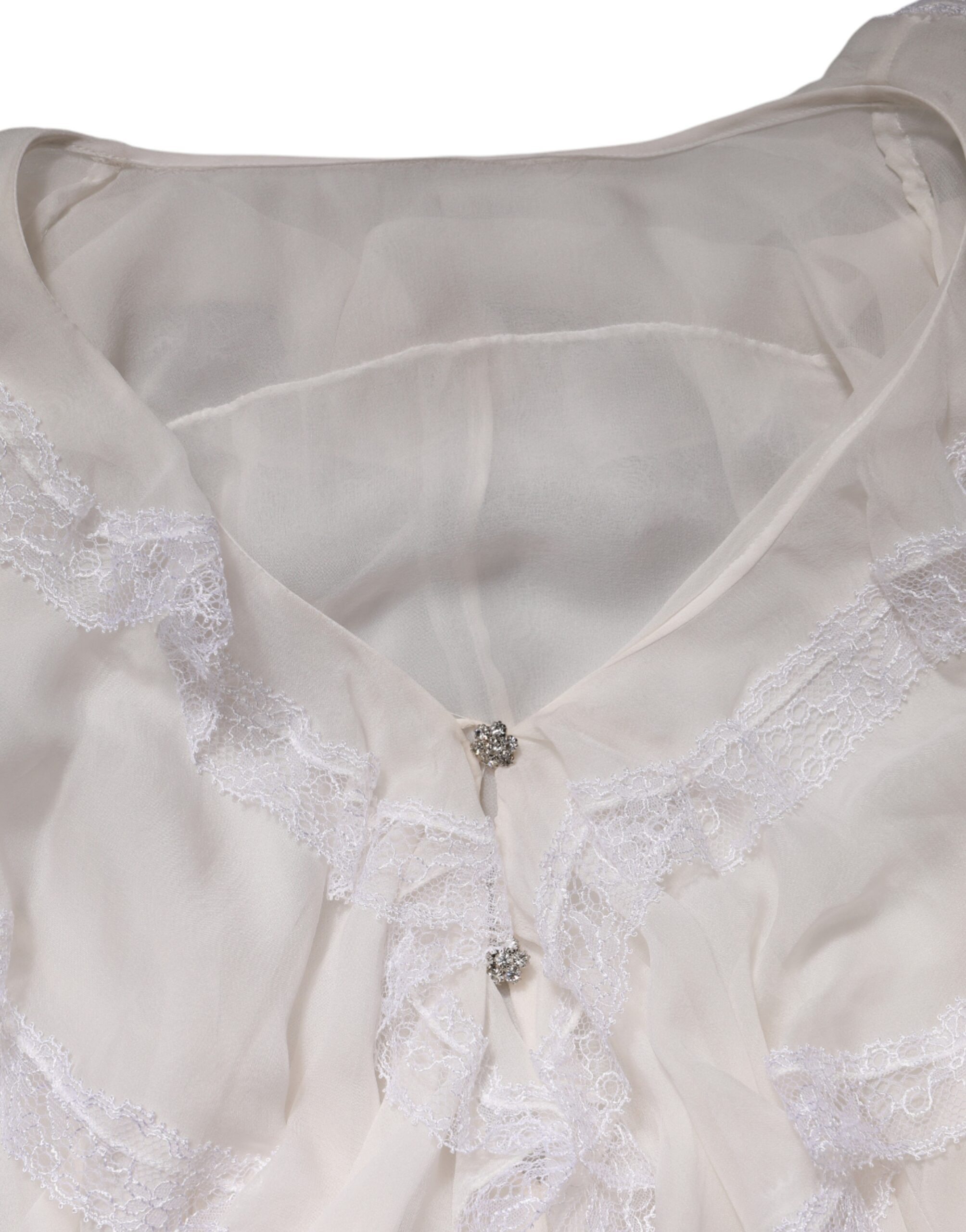 Weiße Rüschen-Bluse mit langen Ärmeln von Dolce & Gabbana
