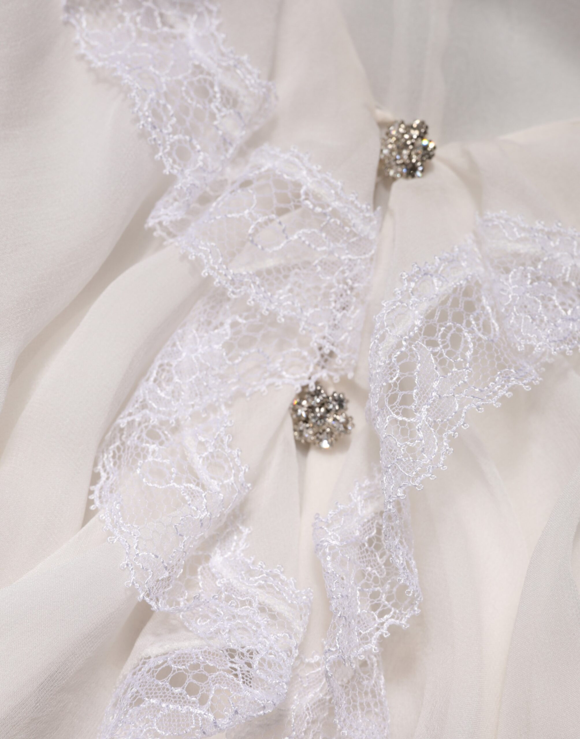 Weiße Rüschen-Bluse mit langen Ärmeln von Dolce & Gabbana