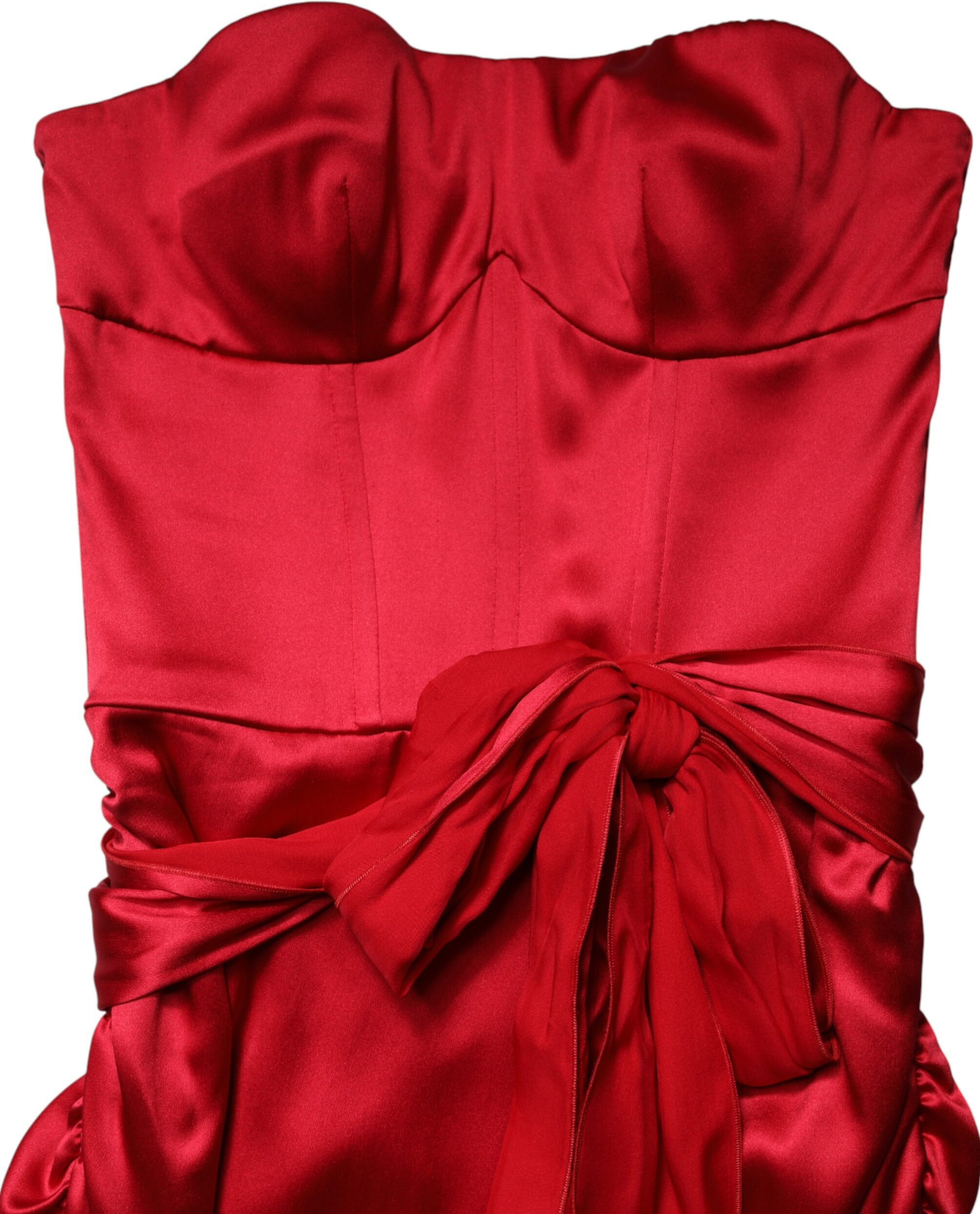 Red Silk Strapless Sheath Long Gown Dress Dolce & Gabbana