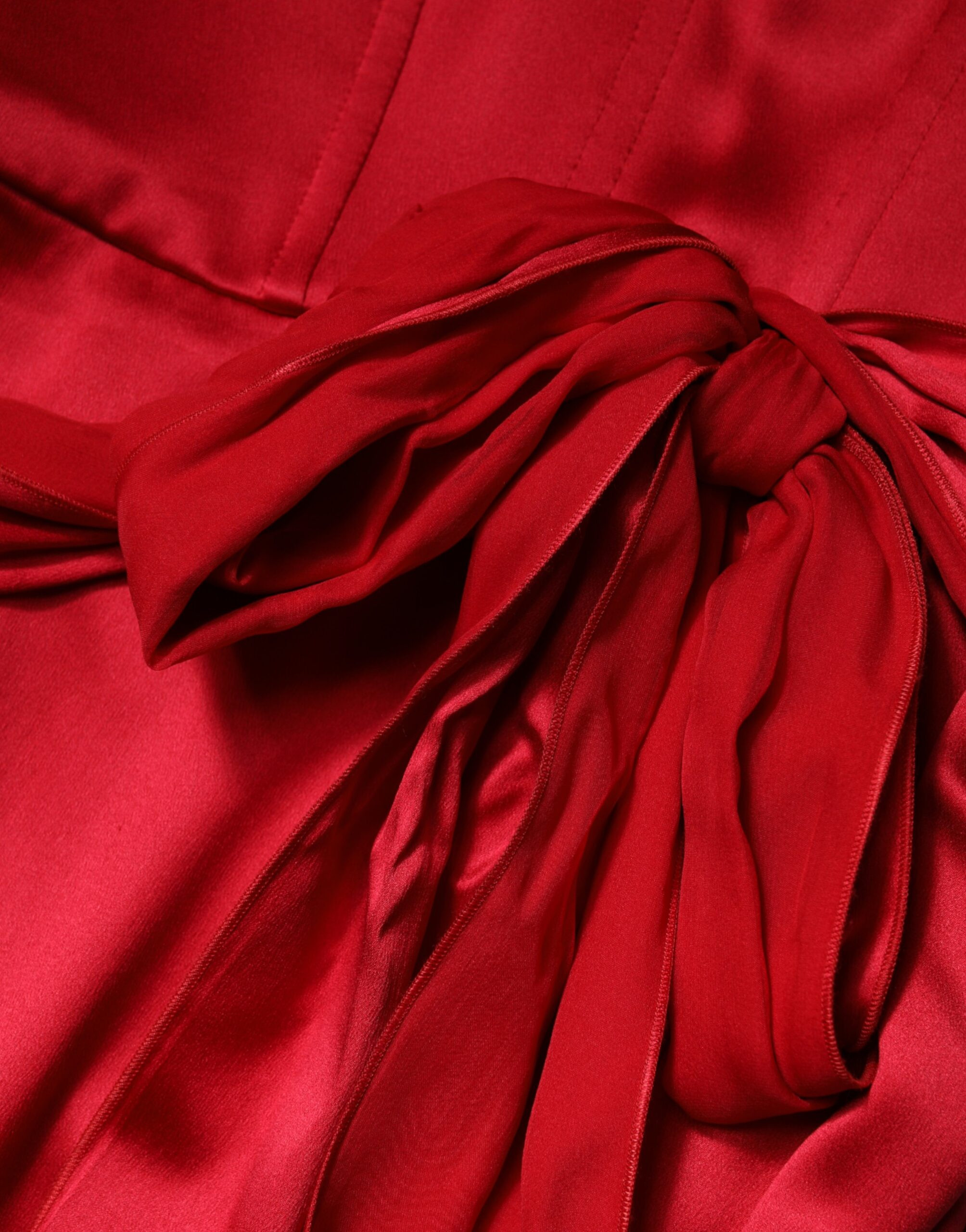 Red Silk Strapless Sheath Long Gown Dress Dolce & Gabbana