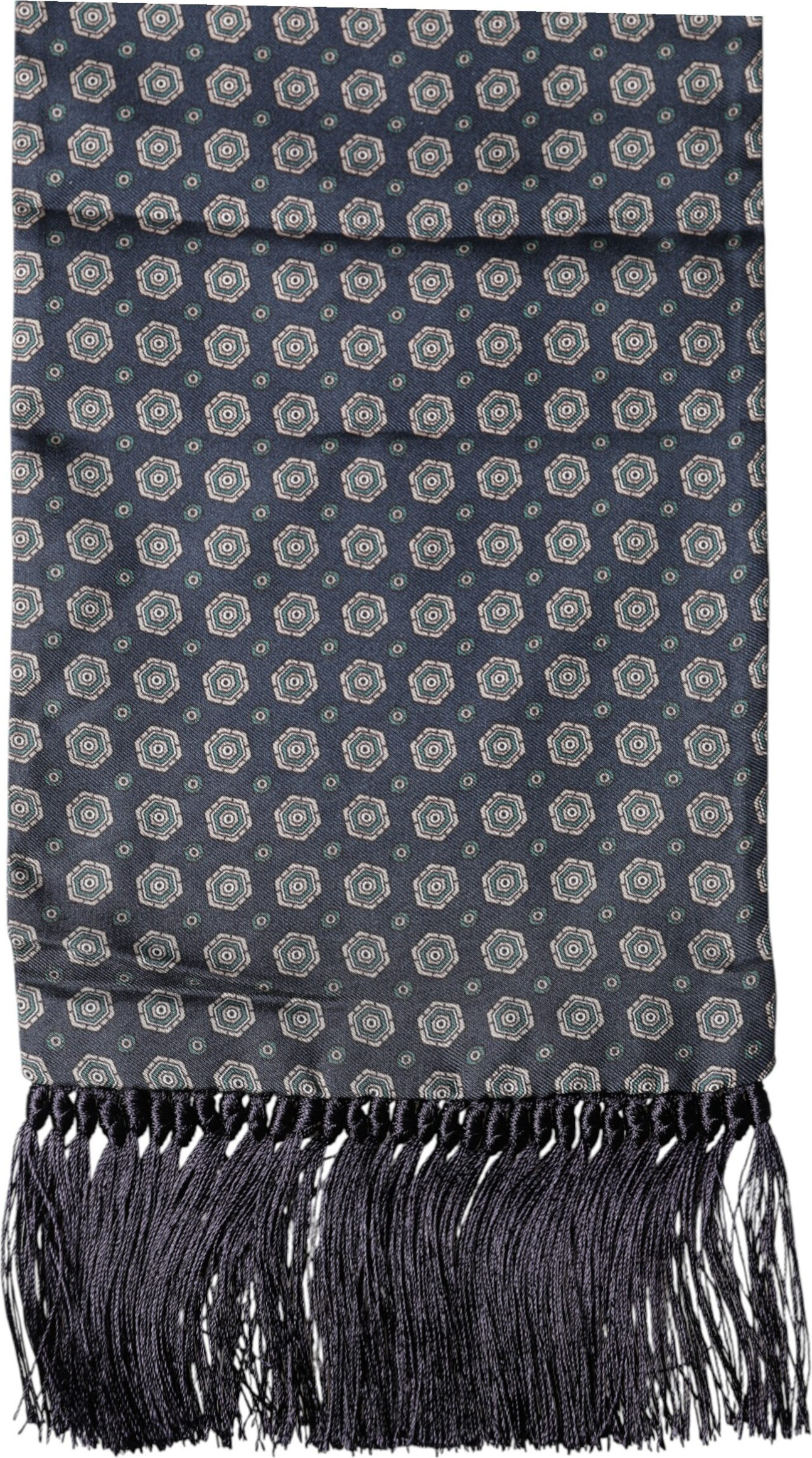 Blue Patterned Fringes Neck Foulard Scarf Dolce & Gabbana