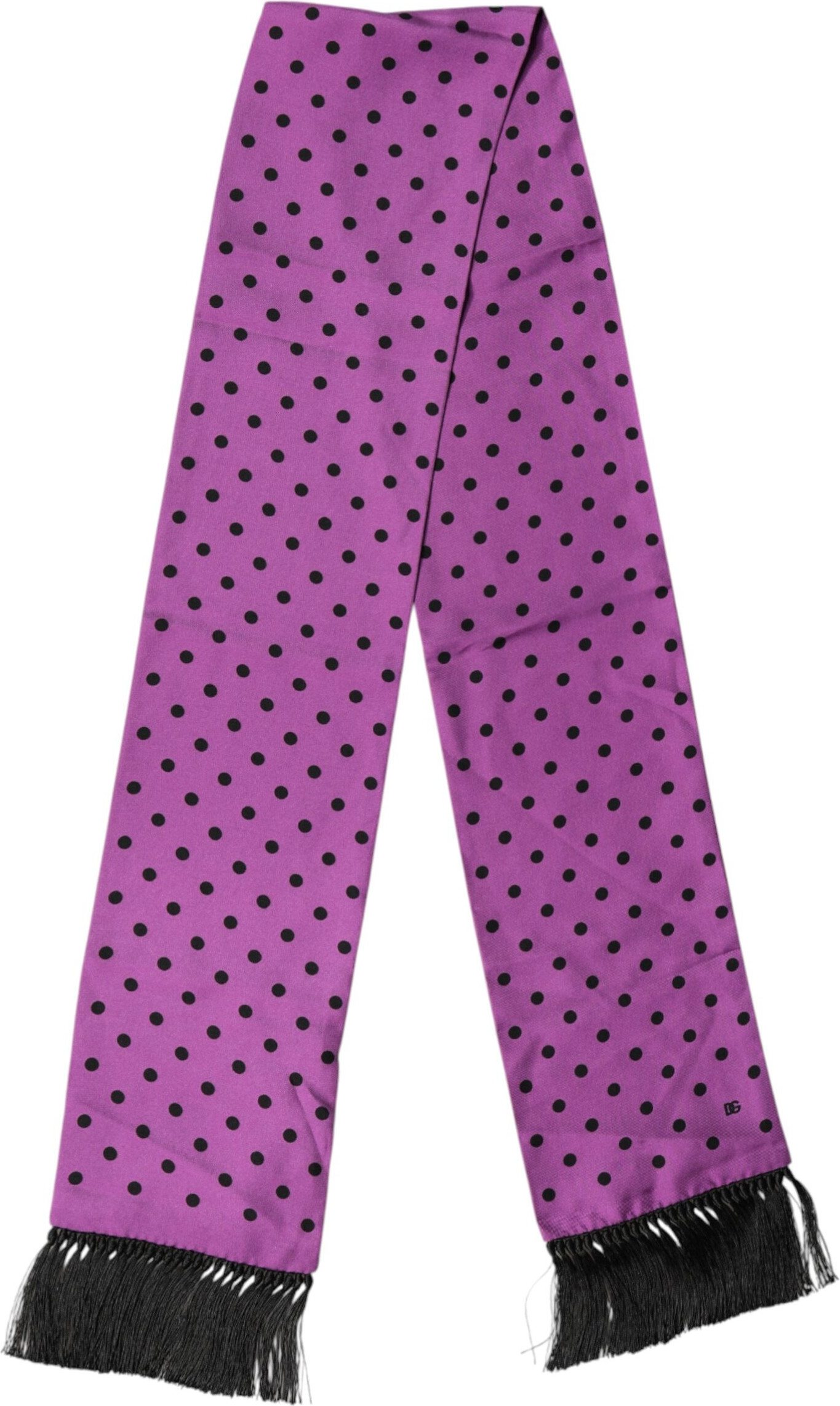Schal Dolce & Gabbana Violett Pünktchen Fransen Halstuch