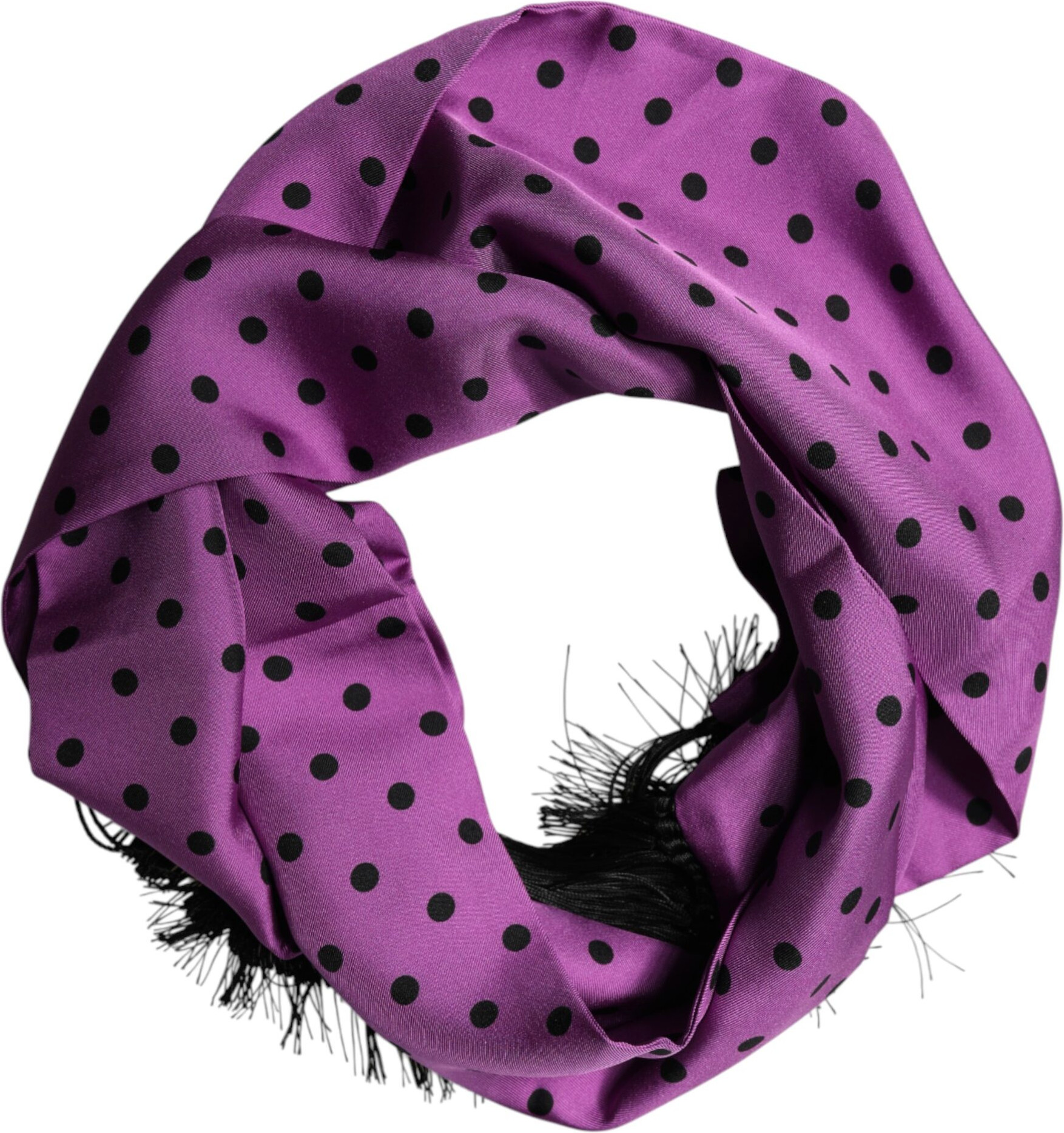 Schal Dolce & Gabbana Violett Pünktchen Fransen Halstuch