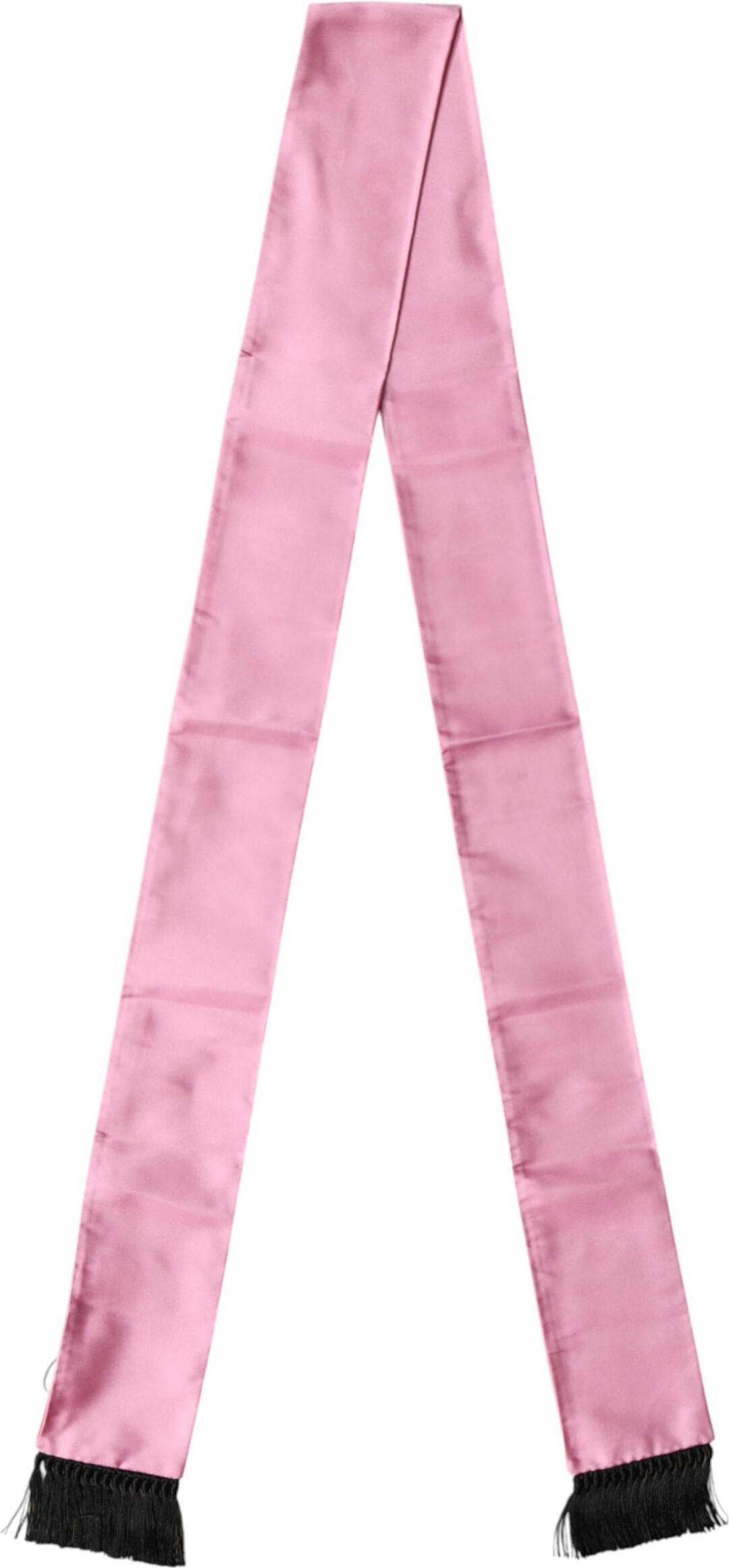 Pink Silk Fringes Neck Wrap Foulard Scarf Dolce & Gabbana