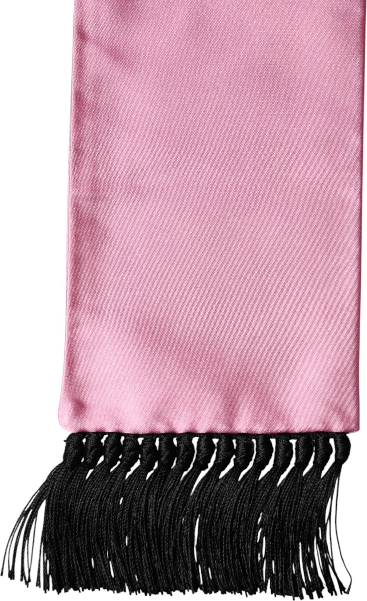 Pink Silk Fringes Neck Wrap Foulard Scarf Dolce & Gabbana
