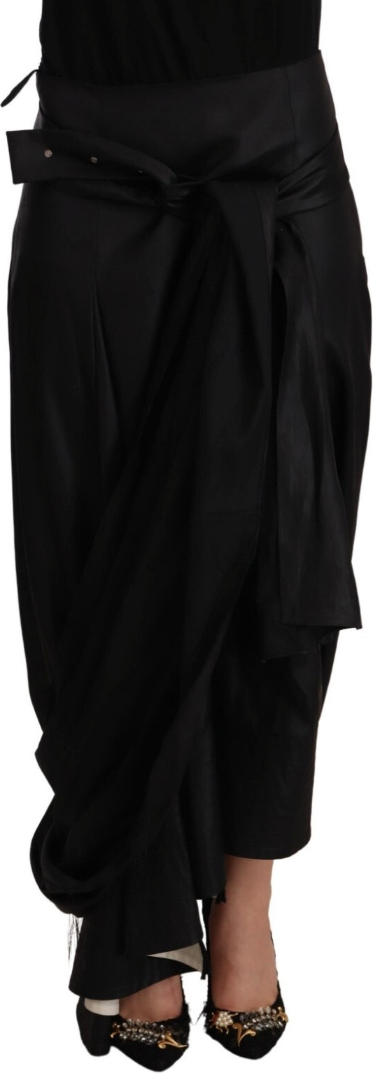 Acetate Black High Waist Wrap Style Asymmetric Skirt CELINE