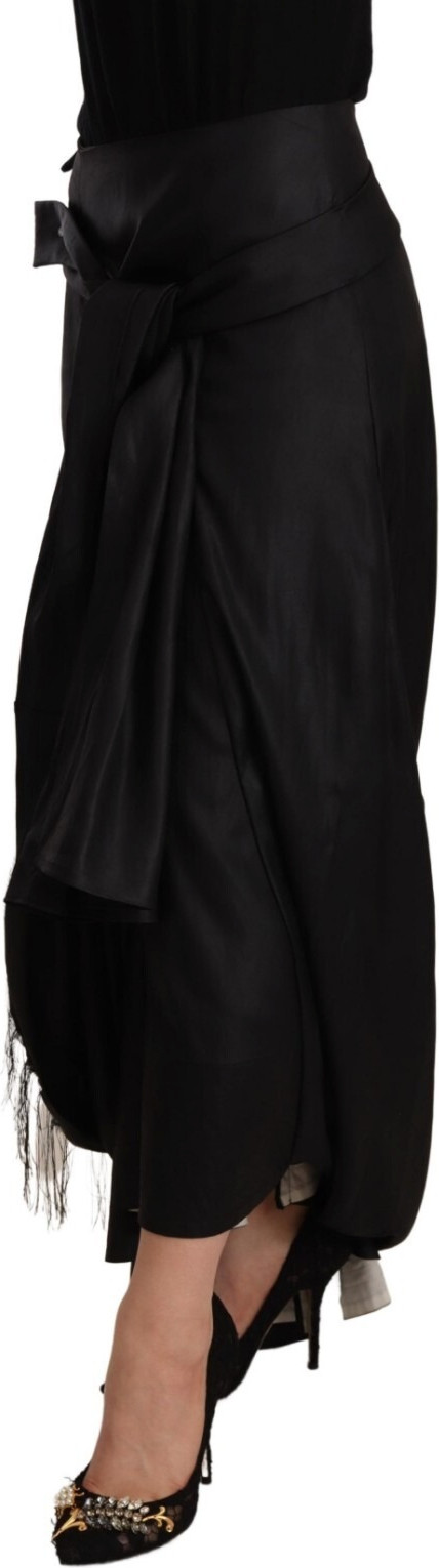 Acetate Black High Waist Wrap Style Asymmetric Skirt CELINE