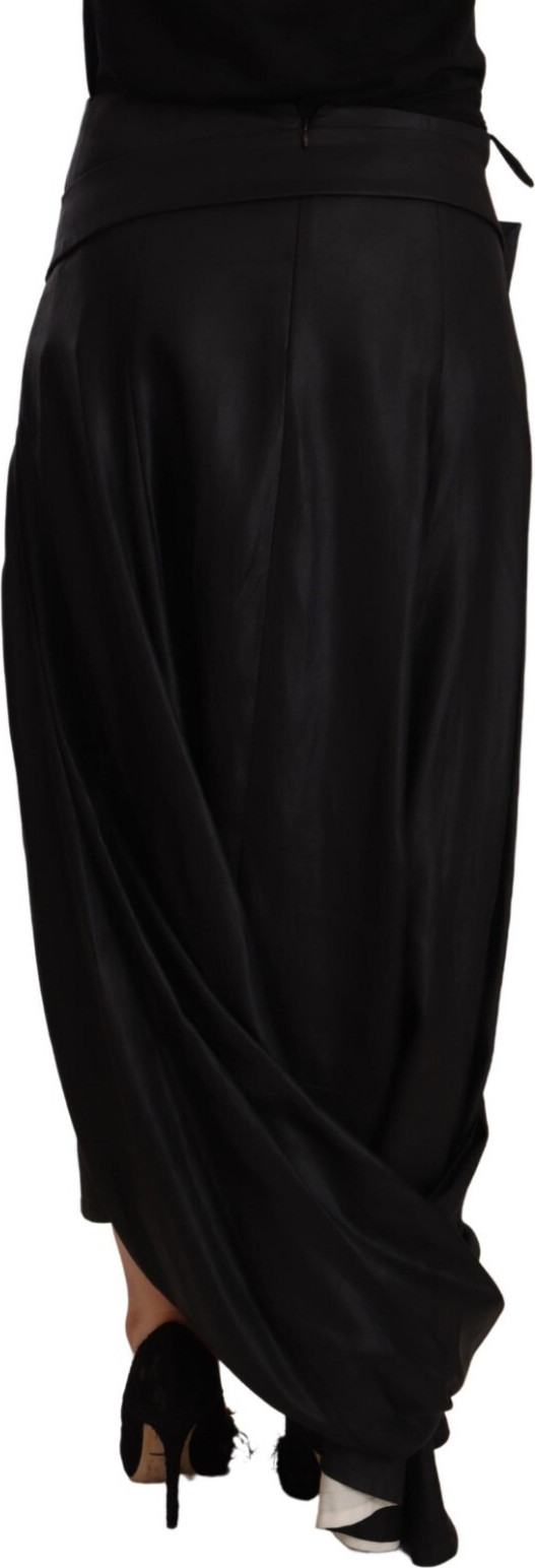 Acetate Black High Waist Wrap Style Asymmetric Skirt CELINE