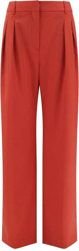 Red Fleece Wool Flared Pants Loulou De Saison