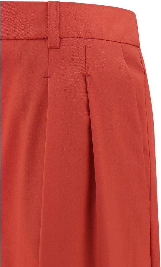 Red Fleece Wool Flared Pants Loulou De Saison