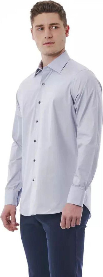 Gray Cotton Dress Shirt Bagatt