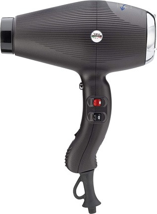 Salon Hair Dryer Gamma Professional Hair Dryer Dual Aria Ionic with Ion Generator and Heat Control Graphite Black