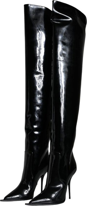 Stiefel Dolce & Gabbana Schwarz Leder Oberschenkelhoch
