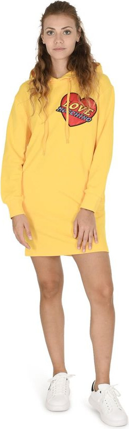 Желтое хлопковое повседневное платье Moschino
