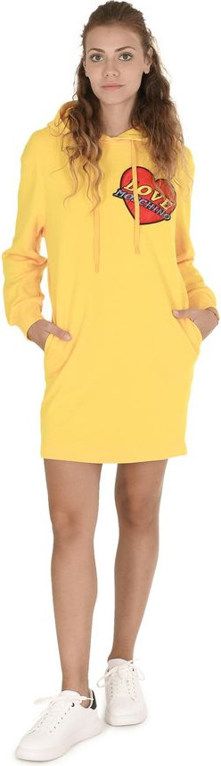 Желтое хлопковое повседневное платье Moschino