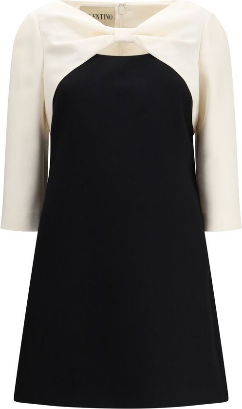Valentino Black Fleece Wool Cocktail Dress