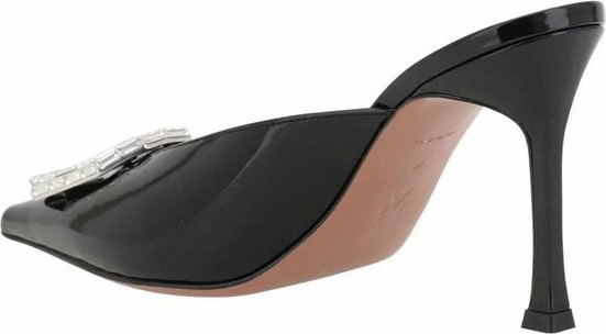 Amina Muaddi Black Leather Mules
