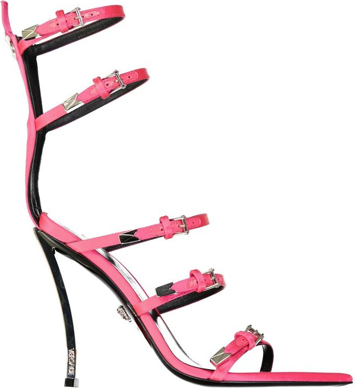 Versace Multicolor Silk Stiletto Heel Sandals