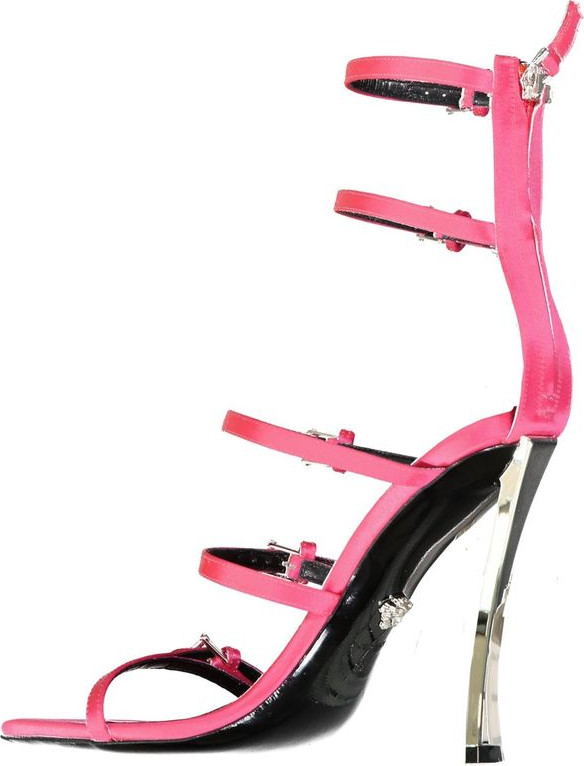 Versace Multicolor Silk Stiletto Heel Sandals