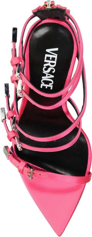 Versace Multicolor Silk Stiletto Heel Sandals