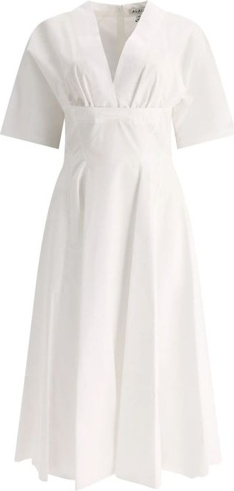 White Cotton Casual Dress ALAÏA