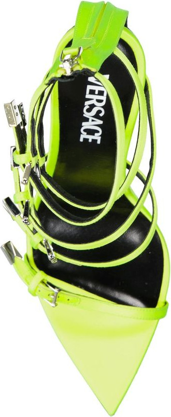 Versace Bicolor Silk Stiletto Heel Sandals
