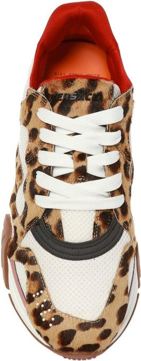 Versace Beige Leather Chunky Sneakers