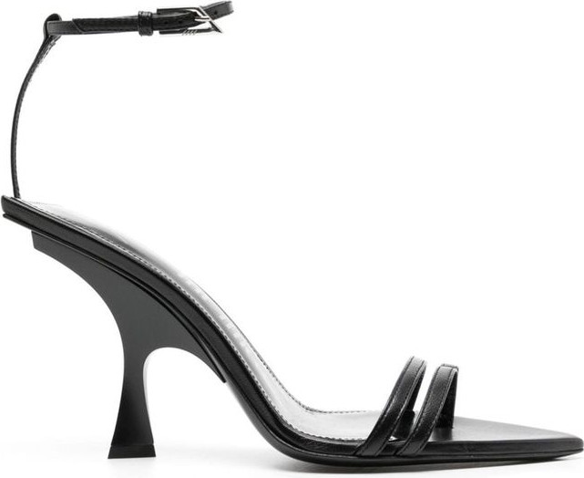 Black Silk Stiletto Heel Sandals