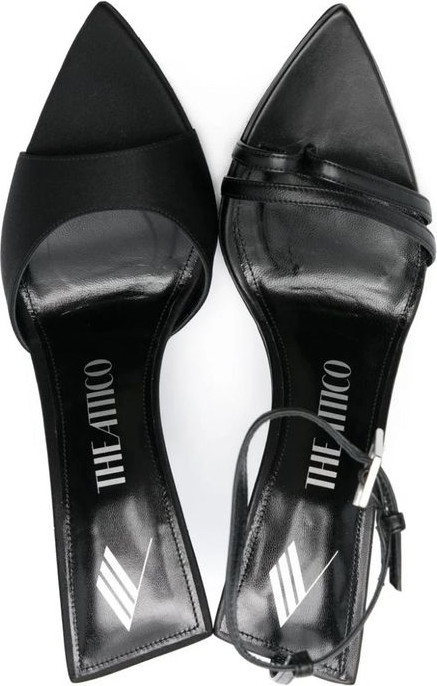 Black Silk Stiletto Heel Sandals