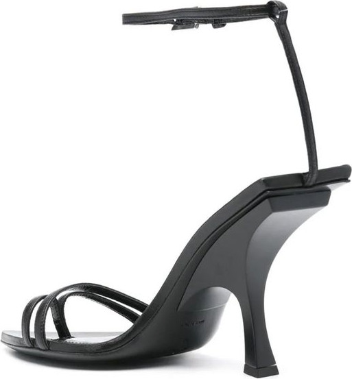 Black Silk Stiletto Heel Sandals
