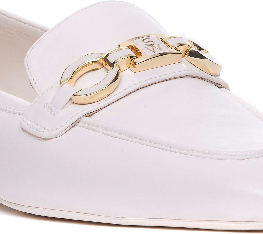 White Calfskin Slip-On Loafers - Stuart Weitzman