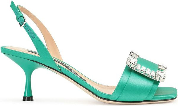 Bicolor Silk Stiletto Heel Sandals Sergio Rossi