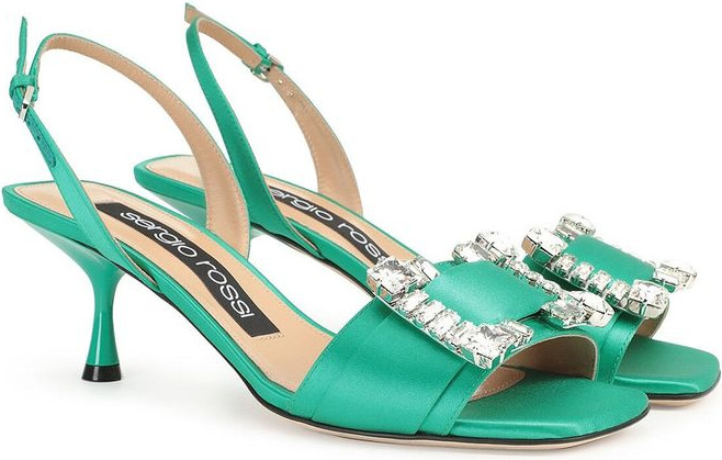 Bicolor Silk Stiletto Heel Sandals Sergio Rossi