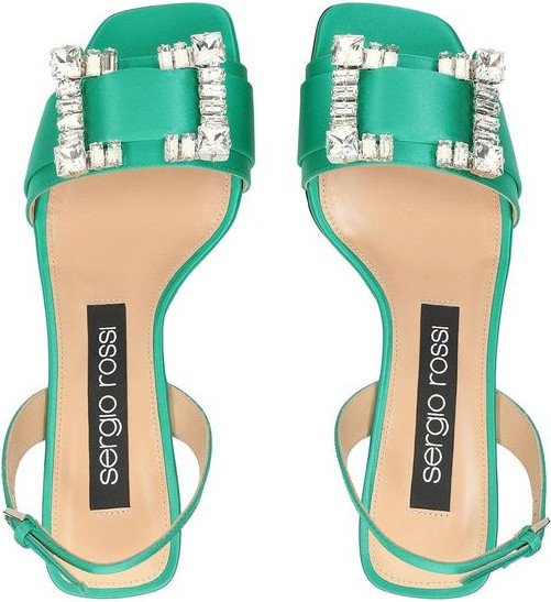 Bicolor Silk Stiletto Heel Sandals Sergio Rossi
