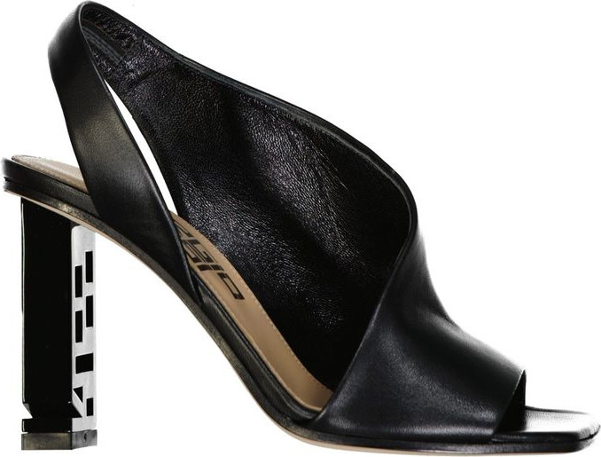 Sergio Rossi qora charmdan stilett tovonli sandal