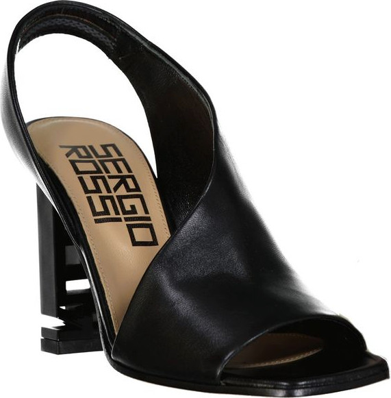 Sergio Rossi qora charmdan stilett tovonli sandal